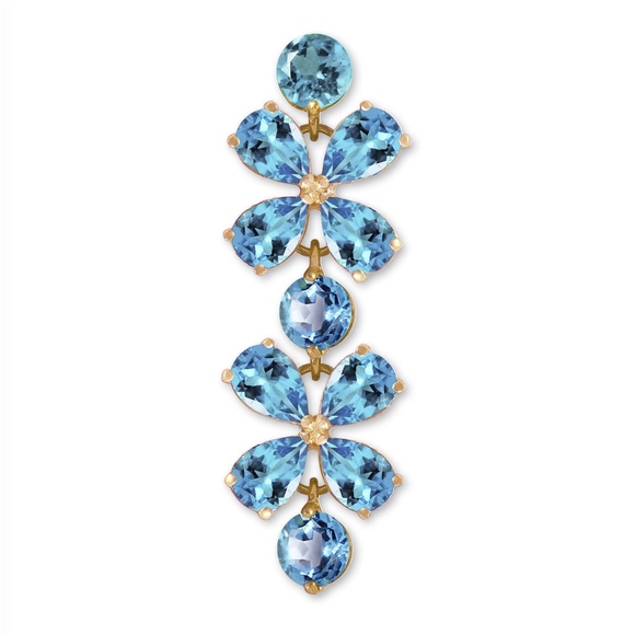 14K. SOLID GOLD BRACELETS WITH NATURAL BLUE TOPAZ - Picture 3 of 3